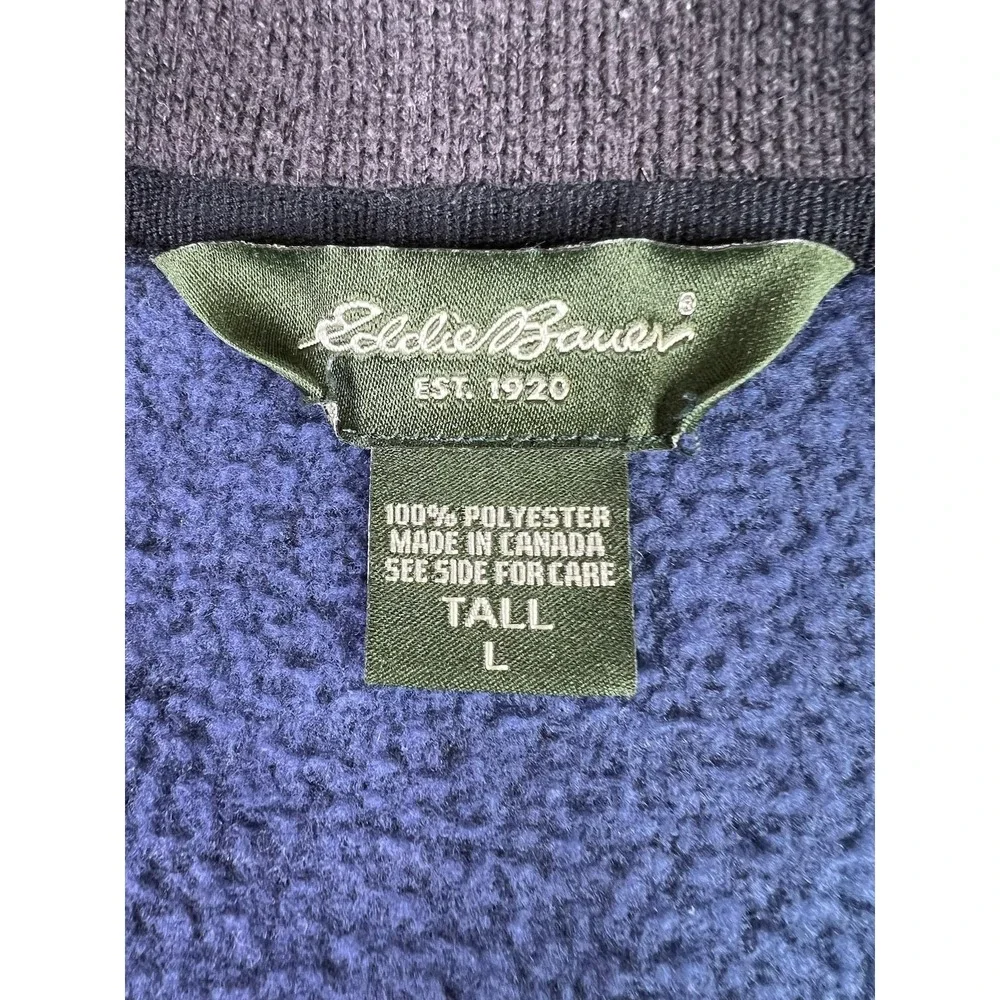 Eddie Bauer Mens Tall Large Blue Fleece 1/4 Zip Mock Neck Sweater‎ 0211 Canada